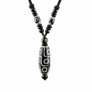 Buddha Stones Nine-Eye Dzi Bead Wealth Protection Necklace Necklaces & Pendants BS 4