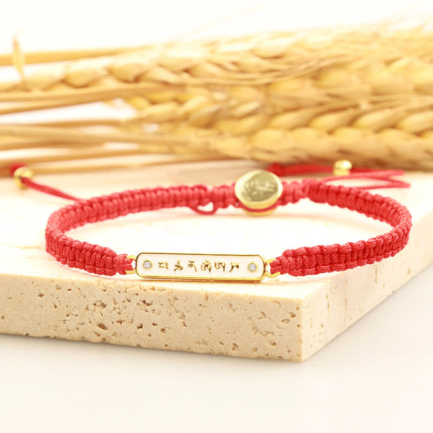 Tibetan Handmade Om Mani Padme Hum Peace Red String Bracelet (Extra 30% Off | USE CODE: FS30) Bracelet BS 3