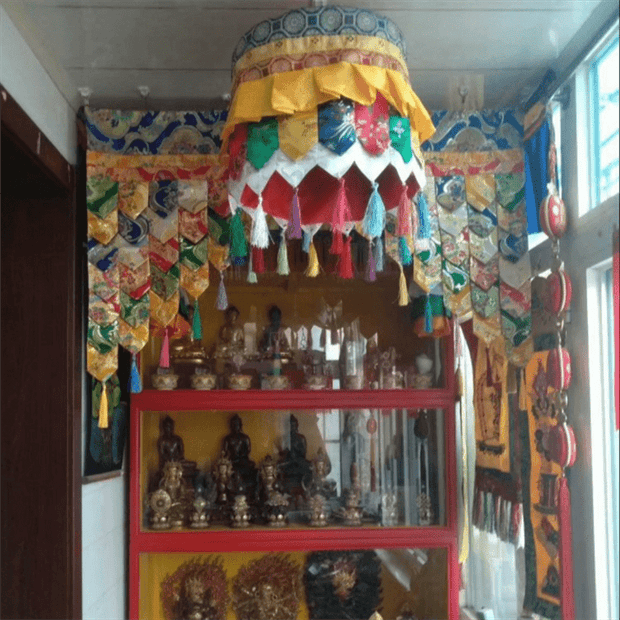 Buddha Stones Tibetan Five Colors Hanging Curtain Prayer Altar Healing Meditation Curtain