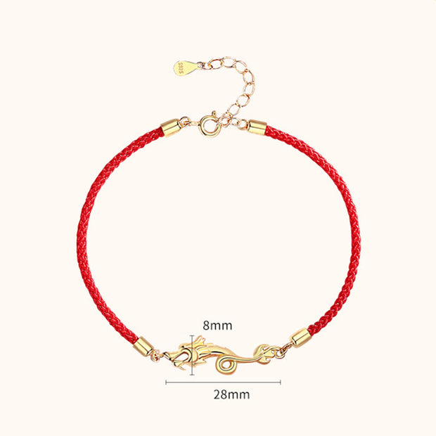 Buddha Stones 925 Sterling Silver Luck Year of the Dragon Red String Chain Bracelet Bracelet BS 11