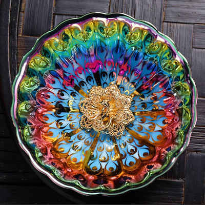Buddha Stones Vivid Peacock Lotus Gold Inlaid Design Colorful Chinese Jianzhan Ceramic Teacup Kung Fu Tea Cup