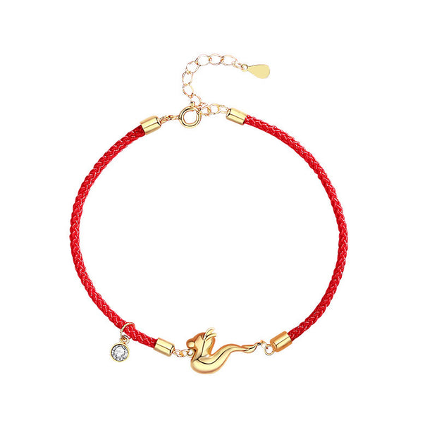 Buddha Stones 925 Sterling Silver Luck Year of the Dragon Red String Chain Bracelet Bracelet BS 17