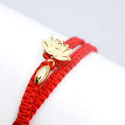Buddha Stones Tibetan Handmade Lotus Pink Crystal Soothing Red String Bracelet (Extra 30% Off | USE CODE: FS30) Bracelet BS 5