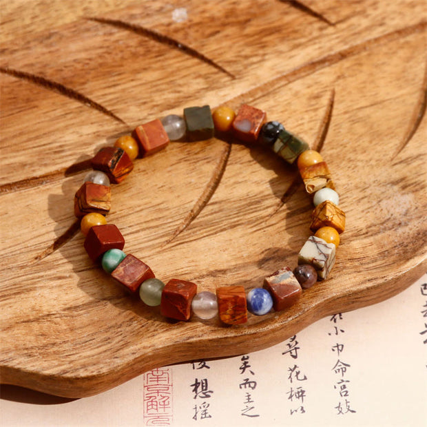 Buddha Stones Natural Stone Sea Sediment Jasper Agate Protection Bracelet