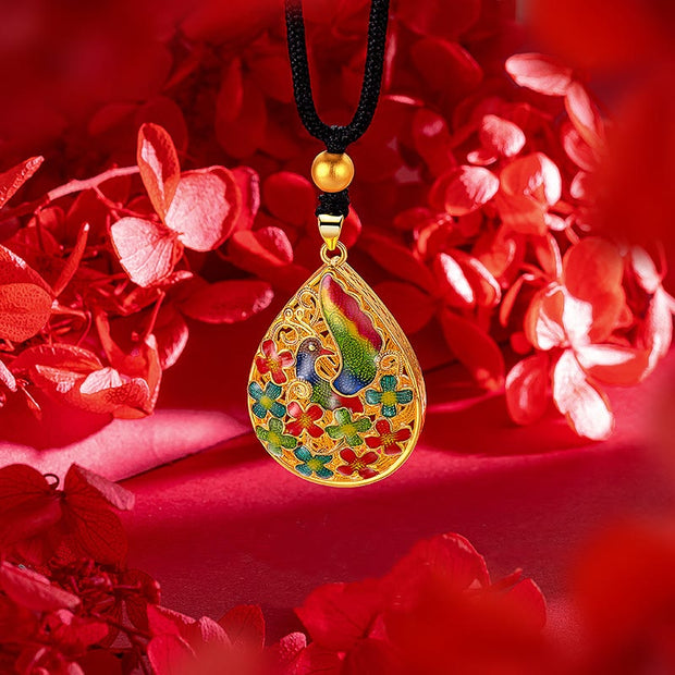 Buddha Stones Colorful Phoenix Flower Luck Strength Necklace Pendant Necklaces & Pendants BS 1