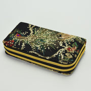 Buddha Stones Peacock Double-sided Embroidery Cash Holder Wallet Shopping Purse