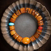 Buddha Stones Tibetan Natural Camel Bone Amber Red Agate Turquoise Protection Luck Bracelet Bracelet BS 12