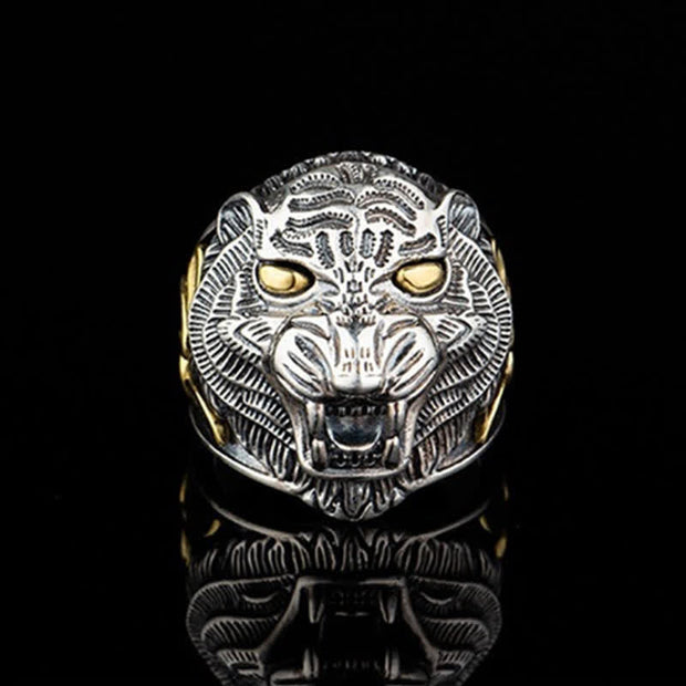 Buddha Stones 925 Sterling Silver Chinese Zodiac Tiger Protection Blessing Adjustable Ring Ring BS 2
