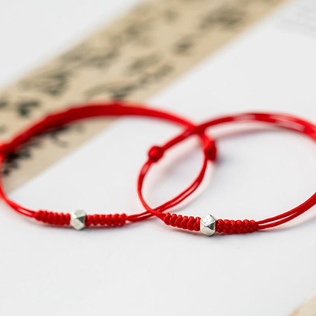 Buddha Stones 925 Sterling Silver Luck Bead Protection Red String Braided Bracelet Bracelet BS 13