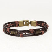 Buddha Stones Vintage Leather Wrist Band Brown Rope Layered Bracelet Bangle Bracelet BS 1