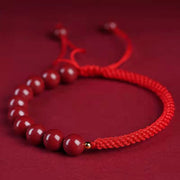 Buddha Stones Natural Cinnabar King Kong Knot Blessing String Bracelet Bracelet BS Cinnabar Red String 8mm