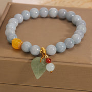 Buddha Stones Aquamarine Jade Leaf Healing Charm Bracelet Bracelet BS 3