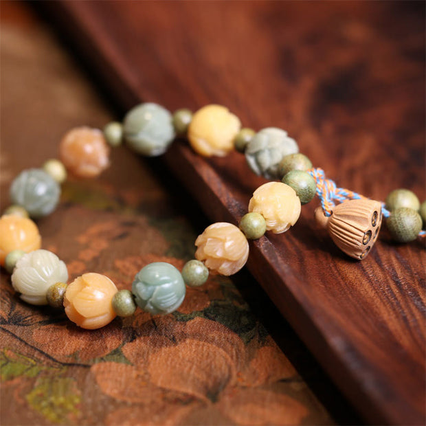 Buddha Stones Bodhi Seed Lotus Green Sandalwood Wisdom Harmony Bracelet Bracelet BS 2
