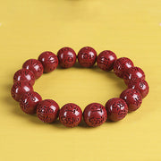 Buddha Stones Natural Double PiXiu Cinnabar Om Mani Padme Hum Wealth Luck Bead Bracelet Bracelet BS 19