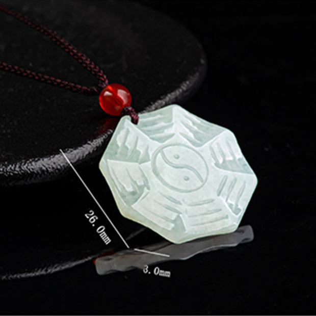 Buddha Stones Natural Jade Bagua Yin Yang Luck Necklace Pendant Necklaces & Pendants BS 7