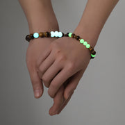 Buddha Stones 2Pcs Tiger Eye Glowstone Luminous Bead Protection Couple Bracelet Bracelet BS 2