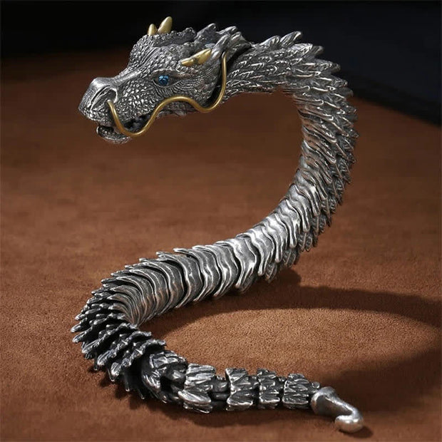 Buddha Stones Nordic Dragon Handmade Amulet Luck Protection Chain Bracelet Bracelet Bangle BS 8