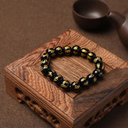 Buddha Stones Tibet White Crystal Black Onyx Om Mani Padme Hum Meditation Bracelet Bracelet BS 21