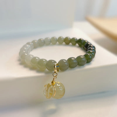 Buddha Stones Natural Hetian Jade Money Bag Charm Bead Prosperity Bracelet Bracelet BS Hetian Jade(Prosperity♥Abundance)
