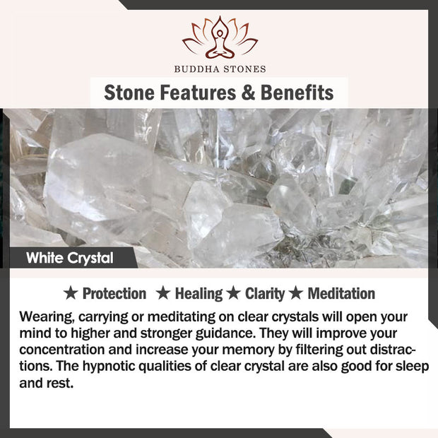 Buddha Stones Natural White Crystal Lotus Healing Bracelet Bracelet BS 6
