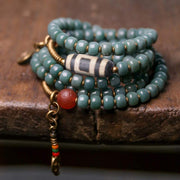 Buddha Stones 108 Mala Beads Bodhi Seed Dzi Bead Wisdom Bracelet Bracelet Mala BS 1