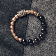 Buddha Stones Lava Rock Stone Rainbow Obsidian Copper Support Healing Bracelet Bracelet BS 11