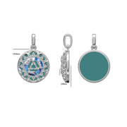 Buddha Stones 925 Sterling Silver Round Turquoise Three Rabbits Balance Necklace Pendant
