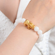 Buddha Stones Natural White Jade PiXiu Wealth Bracelet Bracelet BS 3