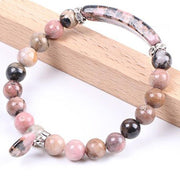 Buddha Stones Natural Quartz Love Heart Healing Beads Bracelet Bracelet BS Rhodonite
