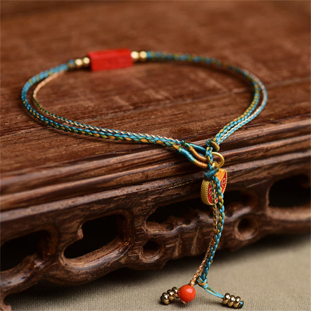 Buddha Stones Handmade Cinnabar As One Wishes Blessing Braid Double Layer Bracelet Bracelet BS 1