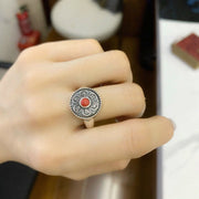 Buddha Stones Tibetan Om Mani Padme Hum Peace Rotatable Ring Ring BS 5