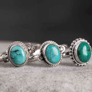 Buddha Stones 925 Sterling Silver Turquoise Wisdom Love Ring Ring BS 1