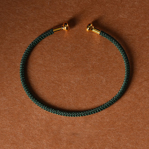Buddha Stones Simple Design Handmade Luck Braid String Cuff Bracelet Bracelet BS Dark Green