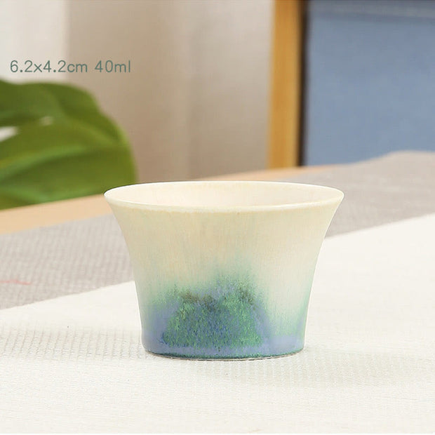 Buddha Stones Creative Green Ceramic Teacup Kung Fu Tea Cups