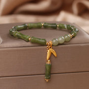 Buddha Stones Green Bamboo Jade Leaf Pattern Wealth Luck Bracelet Bracelet BS 4