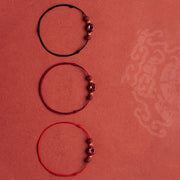 Buddha Stones Cinnabar Peace Buckle Blessing String Anklet Anklet BS 19