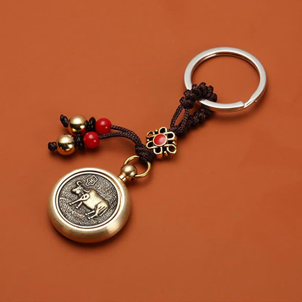 Buddha Stones 12 Chinese Zodiac Blessing Wealth Fortune Keychain Key Chain BS 9