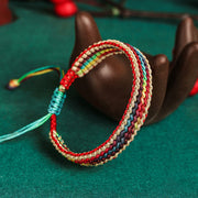 Buddha Stones Tibet Handmade Rainbow Multicolored Protection Braided String Bracelet Bracelet BS 4