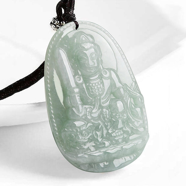 Buddha Stones Chinese Zodiac Natal Buddha Jade Wealth Prosperity Necklace Pendant Necklaces & Pendants BS Rabbit