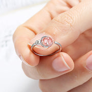Buddha Stones Pink Crystal Soothing Rotation Ring Ring BS 3