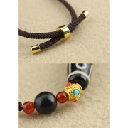 Buddha Stones Tibetan Nine-Eye Dzi Bead Protection Blessings String Necklace Pendant Necklaces & Pendants BS 9