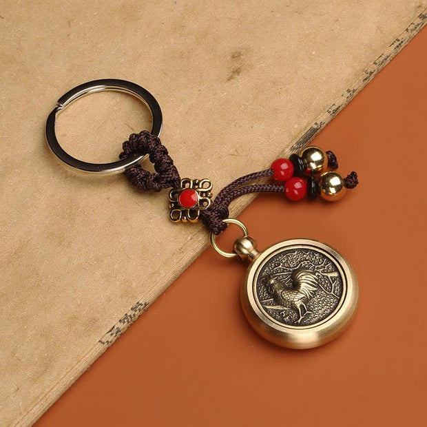 Buddha Stones 12 Chinese Zodiac Blessing Wealth Fortune Keychain Key Chain BS Rooster