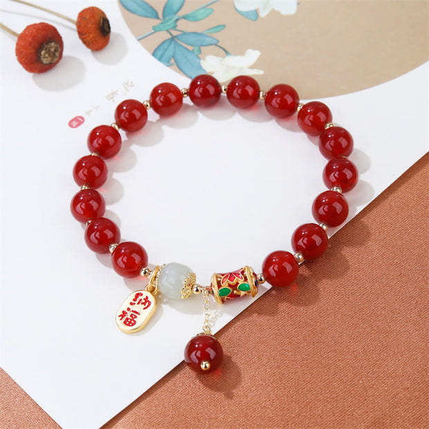 Buddha Stones Natural Red Agate Jade Confidence Fortune Blessing Charm Bracelet Bracelet BS 5
