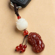 Buddha Stones PiXiu Chalcedony Bodhi Seed Lotus Courage Strength Keychain Key Chain BS 5