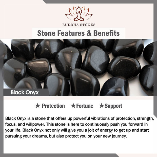 Buddha Stones Natural Lava Rock Black Onyx Bead Leather Bracelet Bracelet BS 13