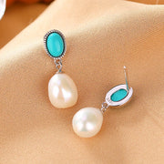 Buddha Stones 925 Sterling Silver Pearl Turquoise Healing Wisdom Necklace Pendant Ring Earrings