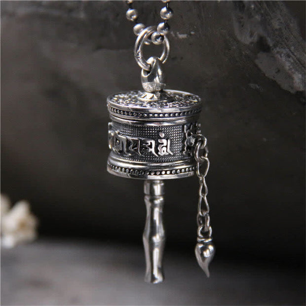 Buddha Stones 925 Sterling Silver Om Mani Padme Hum Prayer Wheel Purity Rotatable Necklace Pendant Necklaces & Pendants BS Om Mani Padme Hum(Only Pendant)-925 Sterling Silver