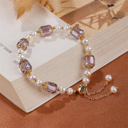Buddha Stones Natural Amethyst Pearl Peace Healing Chain Bracelet Bracelet BS 4
