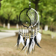 Buddha Stones Yin Yang  Dream Catcher Circular Net with Feathers Balance Decoration Decorations BS 18