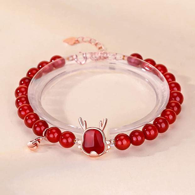 ❗❗❗A Flash Sale- Buddha Stones 925 Sterling Silver Year Of The Dragon Natural Red Agate Attract Fortune Dragon Luck Chain Bracelet Bracelet BS 6